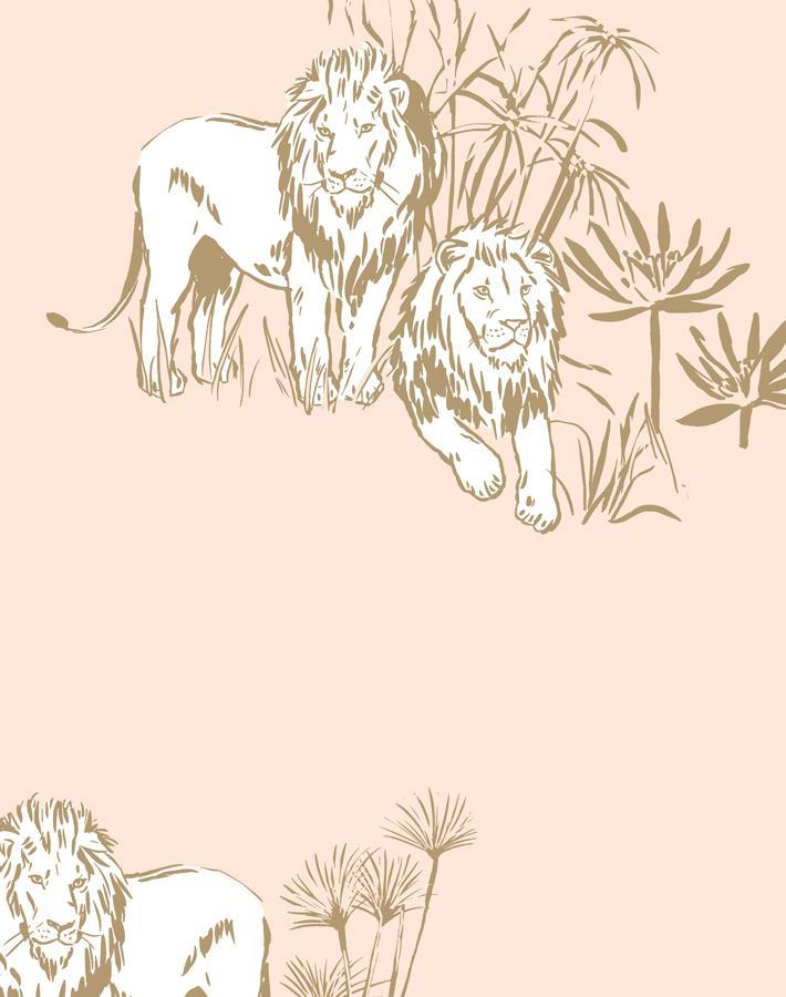 'foliage Lions' Wallpaper By Tea Collection - Peach