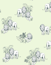'foliage Lions' Wallpaper By Tea Collection - Pistachio
