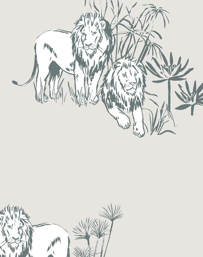 'foliage Lions' Wallpaper By Tea Collection - Sand