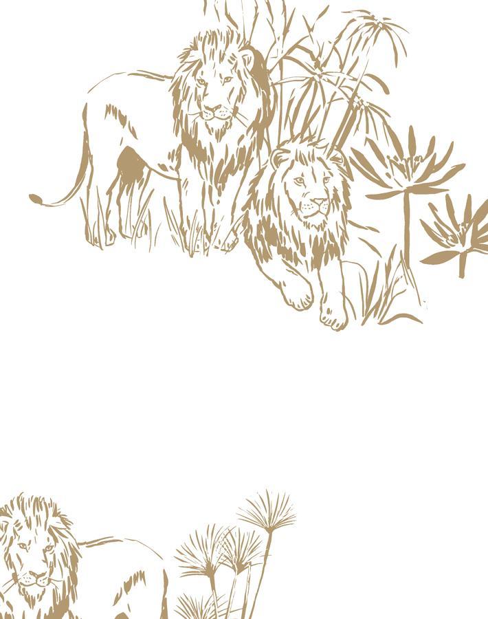 'foliage Lions' Wallpaper By Tea Collection - White