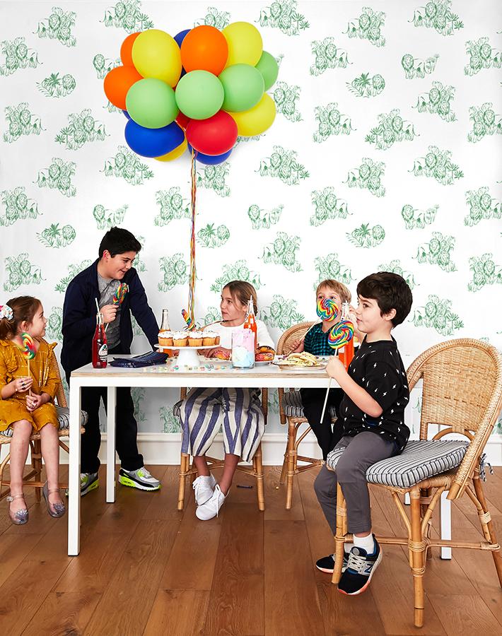 'foliage Lions' Wallpaper By Tea Collection - Green
