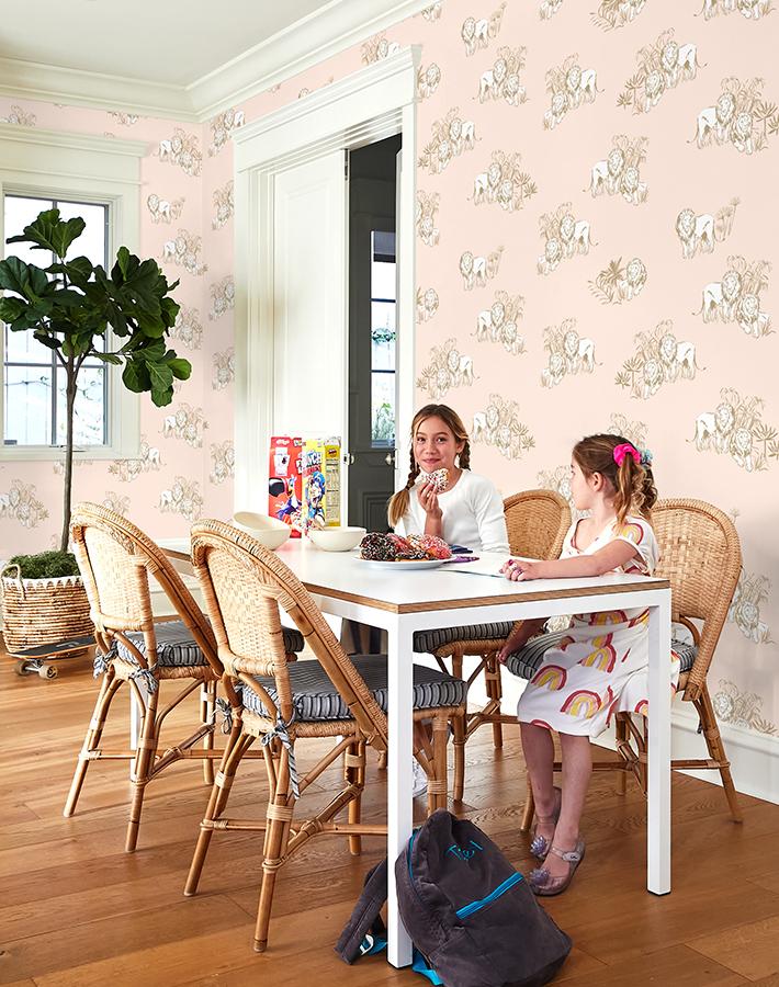 'foliage Lions' Wallpaper By Tea Collection - Peach