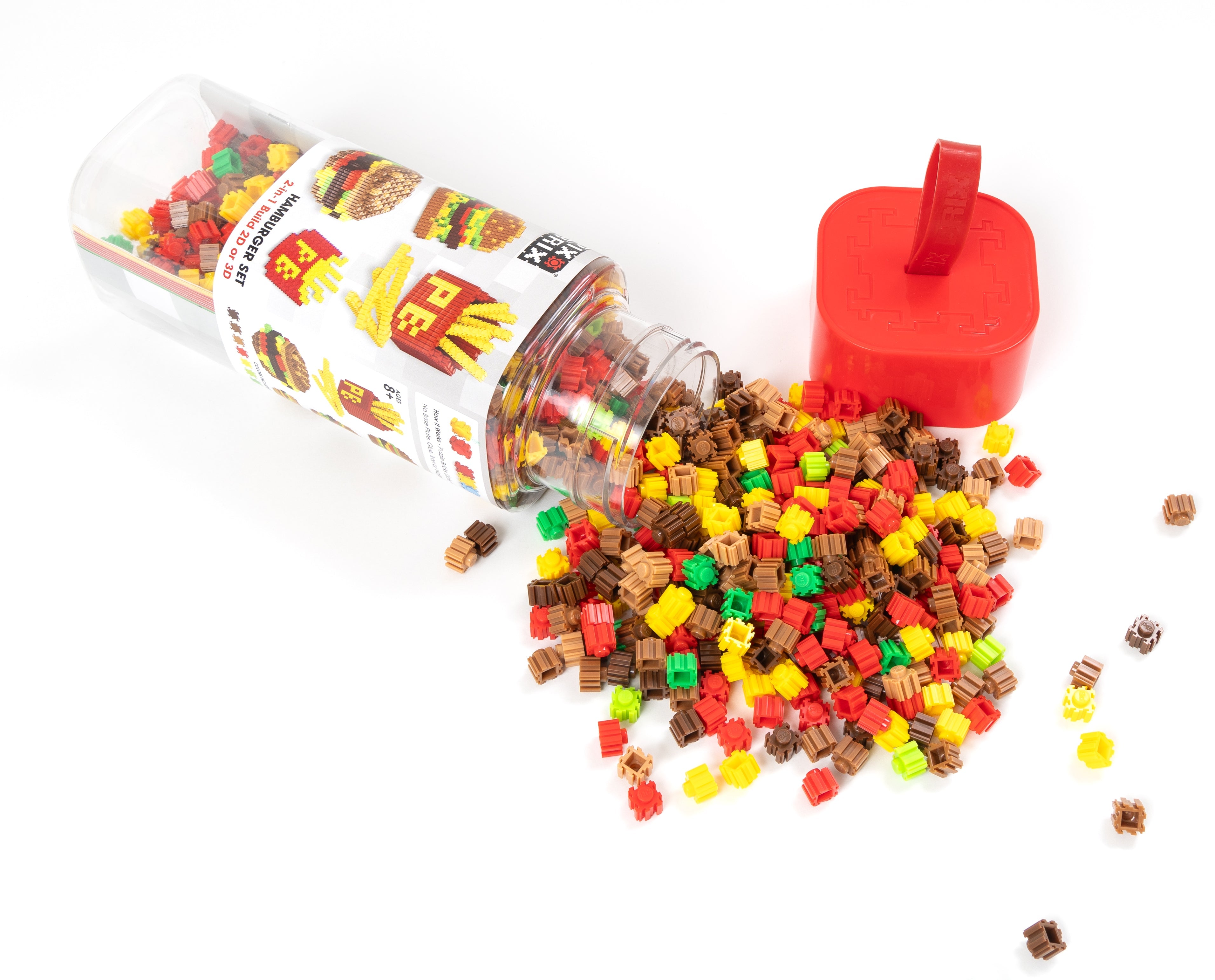 Food Bottle – Hamburger & Fries Set | Build 2d & 3d Pixel Fast Food Fun