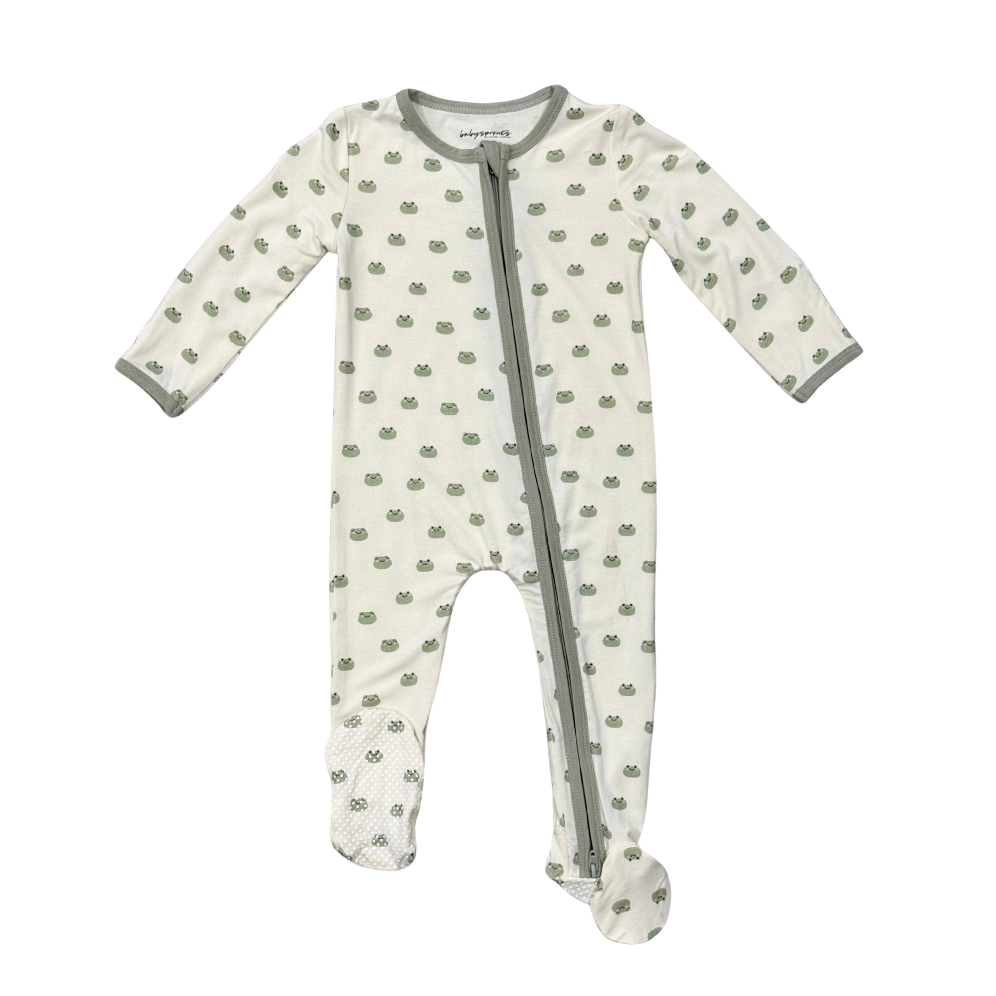 Baby Boy Footie Romper In Miniature Frogs