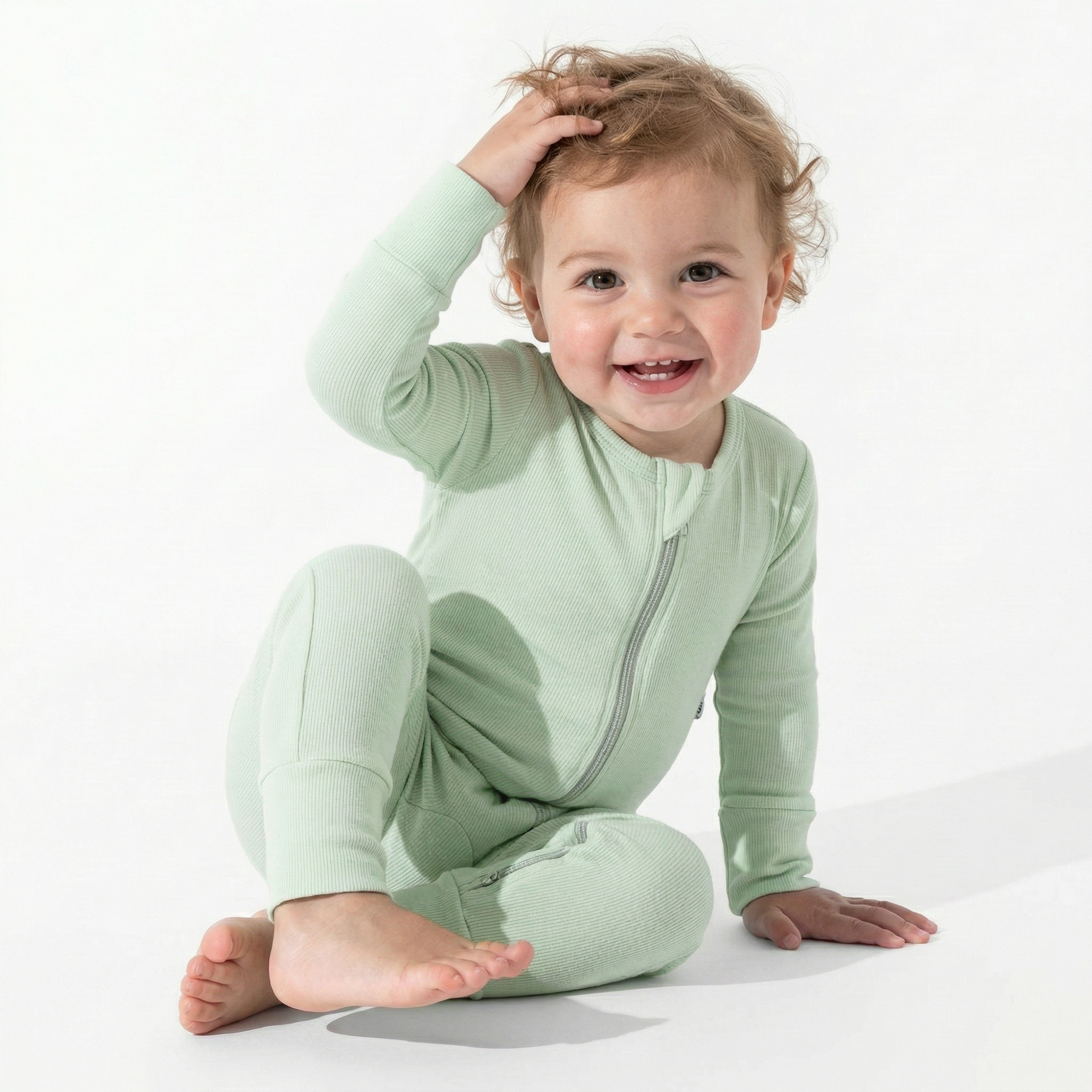 Convertible Footie Pajamas In Sage Green