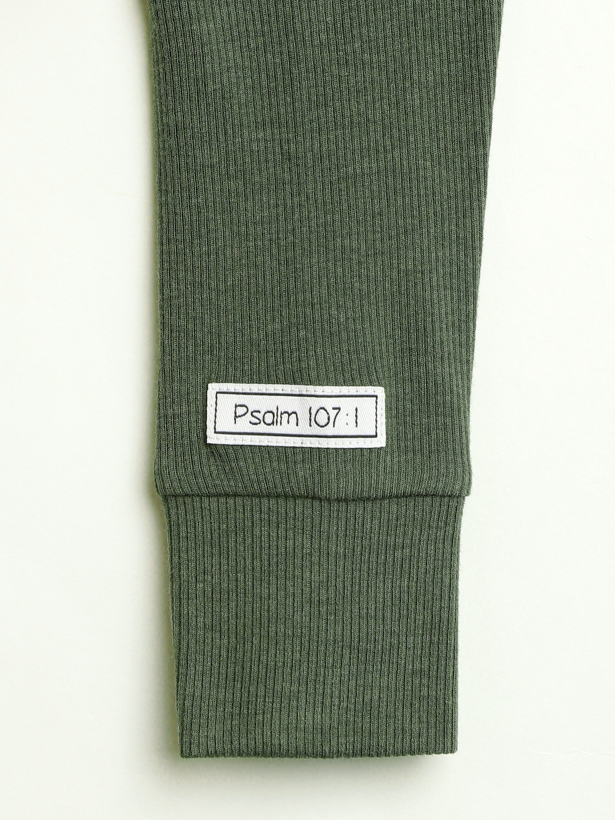 Solid Olive Pj Footless Onesie Ribbed Cotton-bamboo Blend