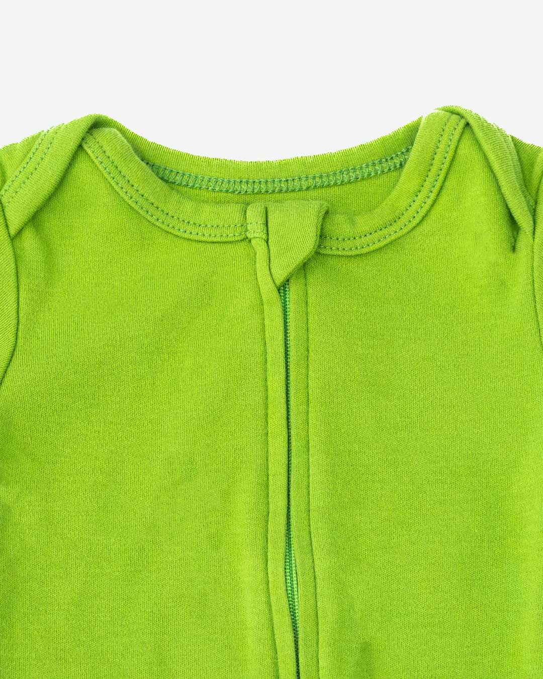 Short Sleeve Zipper Bodysuit In Forest, 6-9m