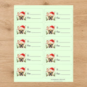 French Bulldog Santa Paws Gift Tag Sticker Sheet