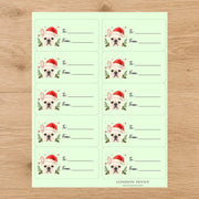 French Bulldog Santa Paws Gift Tag Sticker Sheet