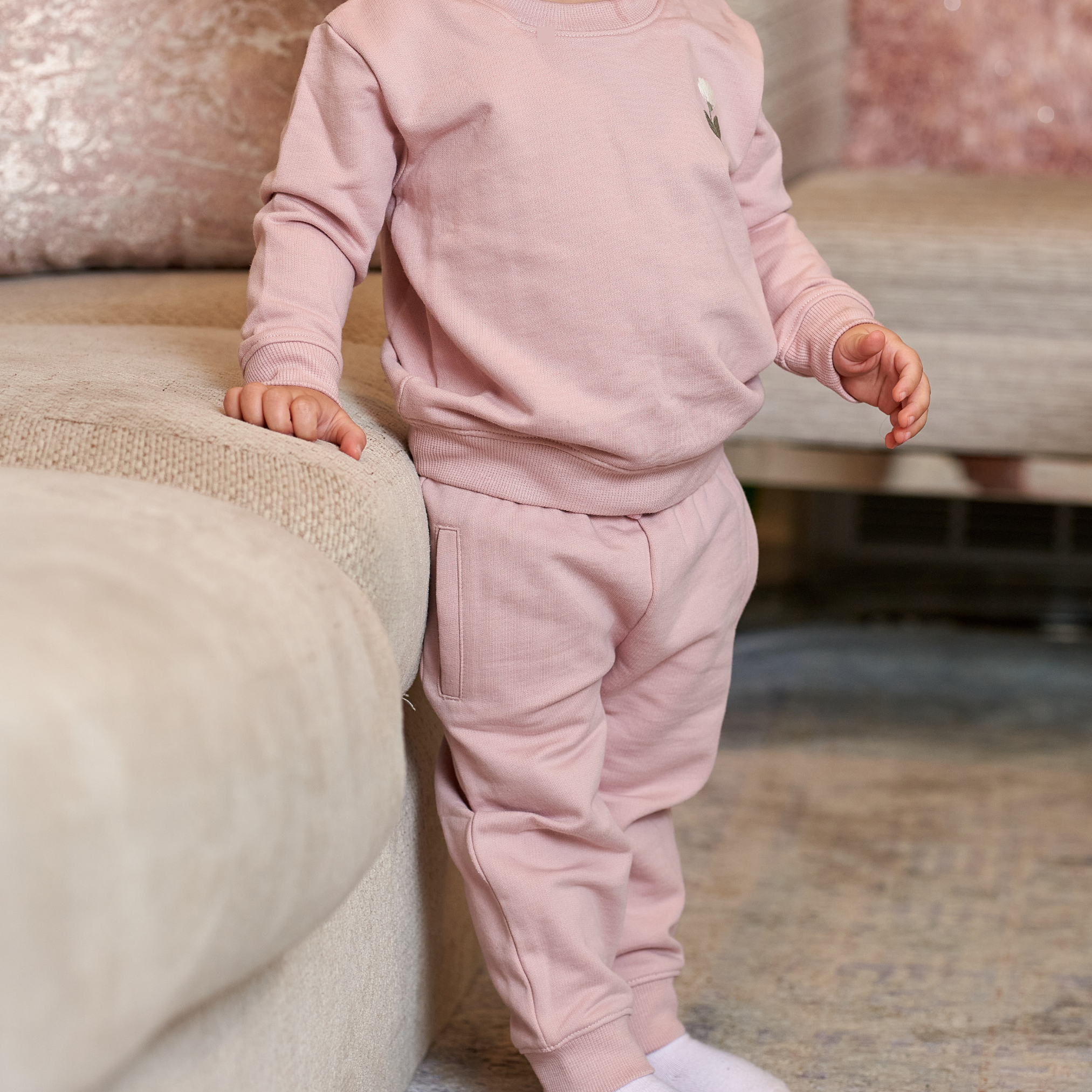 French Terry Set - Flower / Dusty Pink