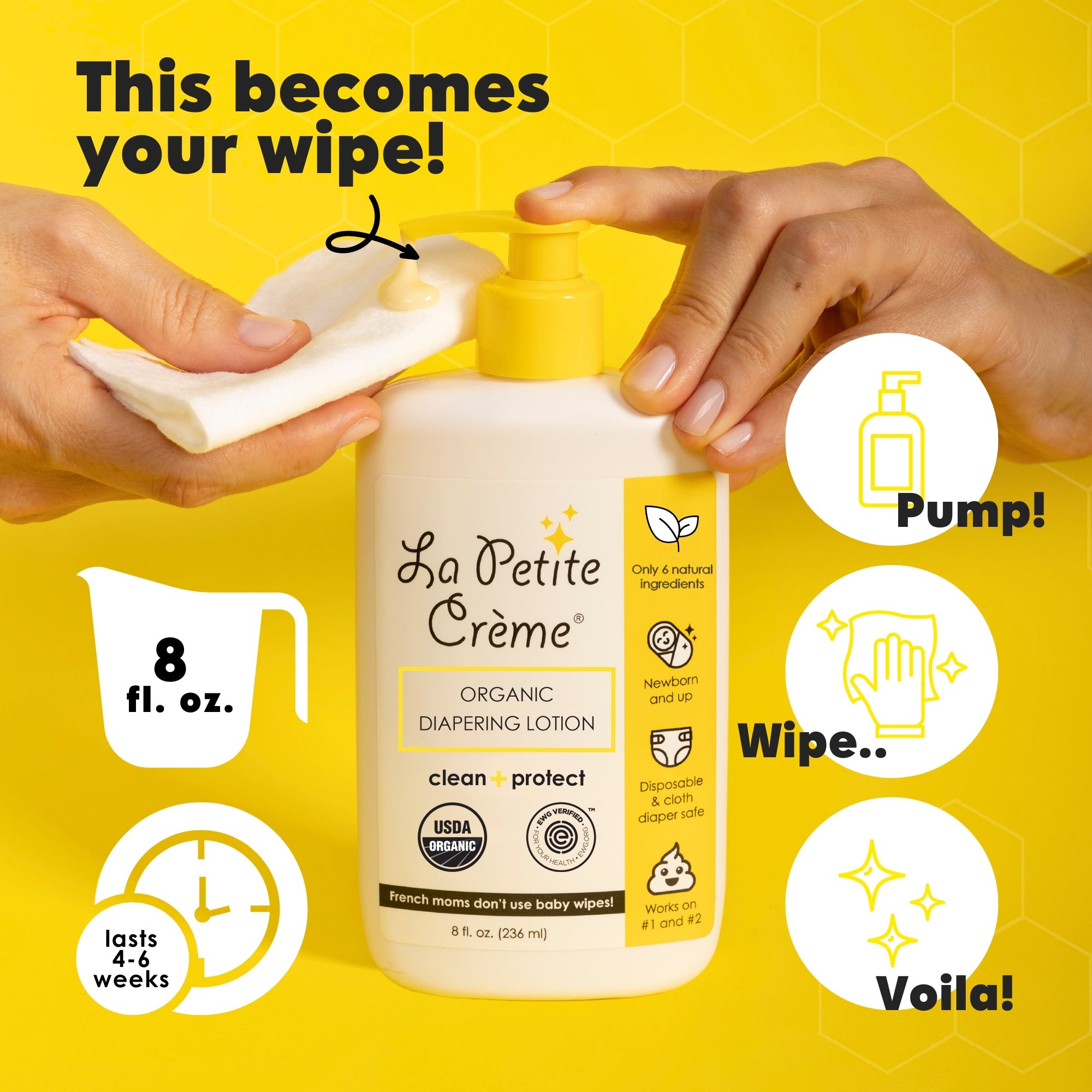 Organic French Diapering Liniment Lotion - Pump Bottle - 8 Oz