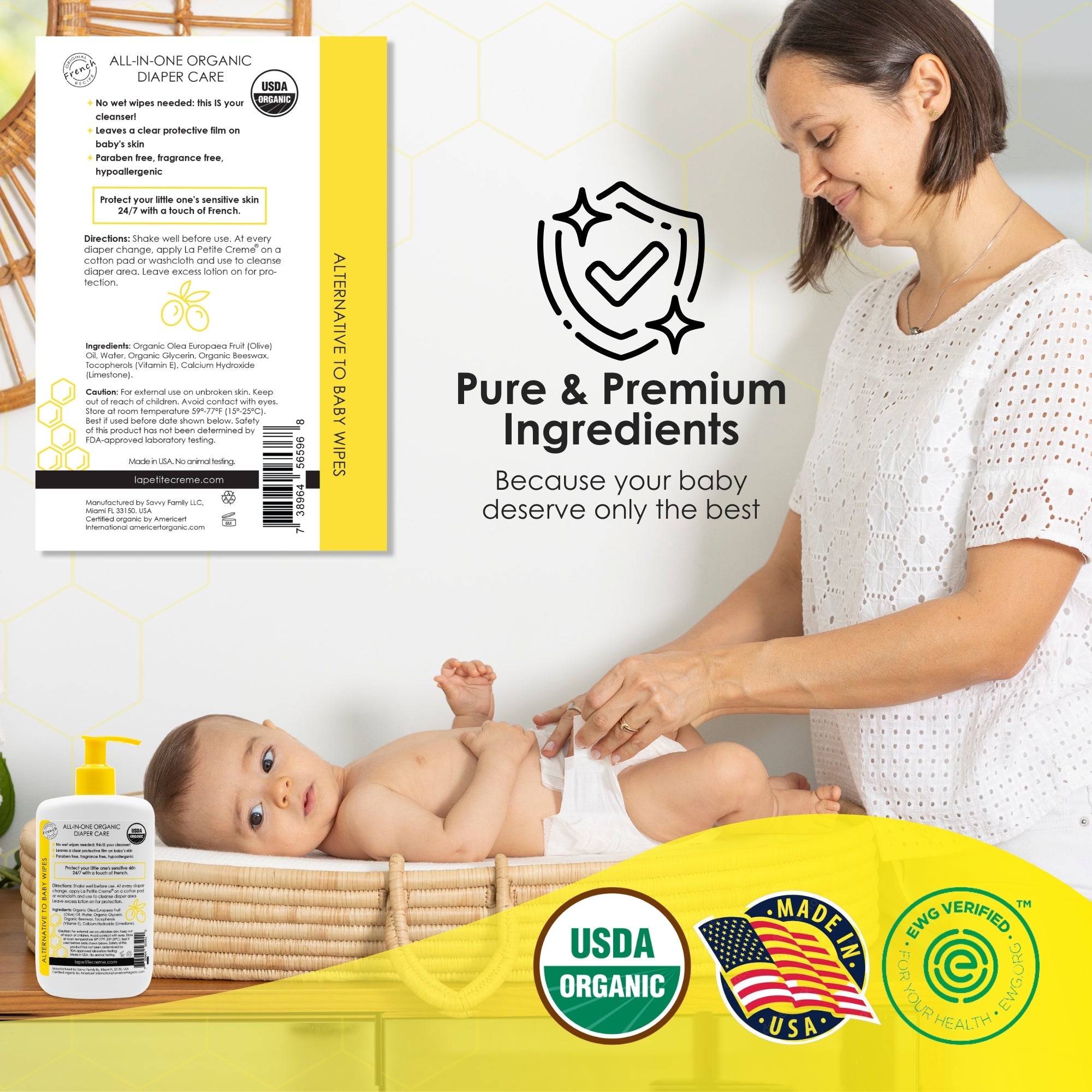 Organic French Diapering Liniment Lotion - Pump Bottle - 8 Oz