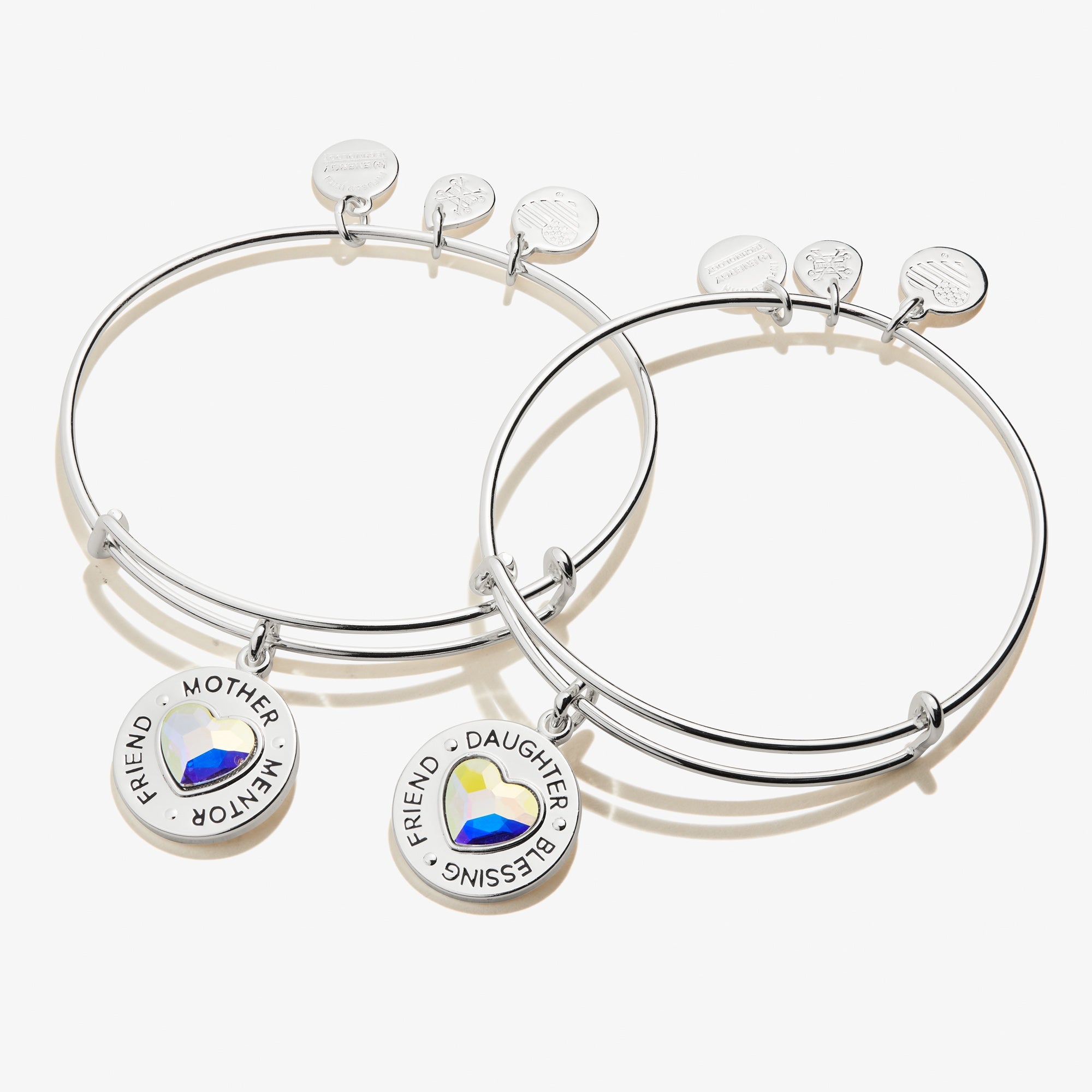 Mother Daughter Charm Bangles, Set Of 2