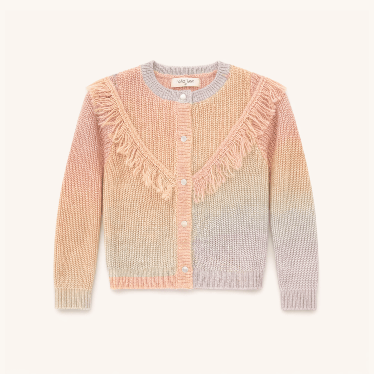 Fringe Cardigan In Light Rainbow
