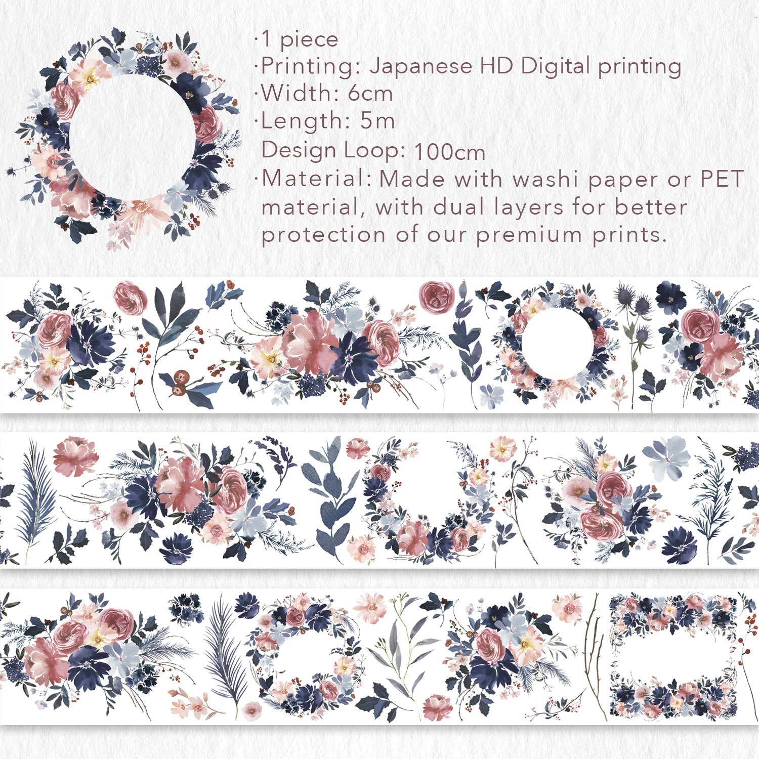 Frosty Rose Wide Washi / PET Tape by The Washi Tape Shop