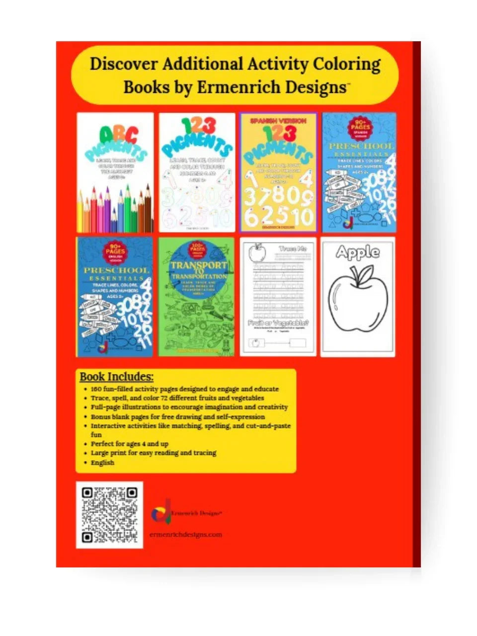 Fruit Or Vegetable? Trace, Spell, And Color Various Fruits And Vegetables Coloring Book