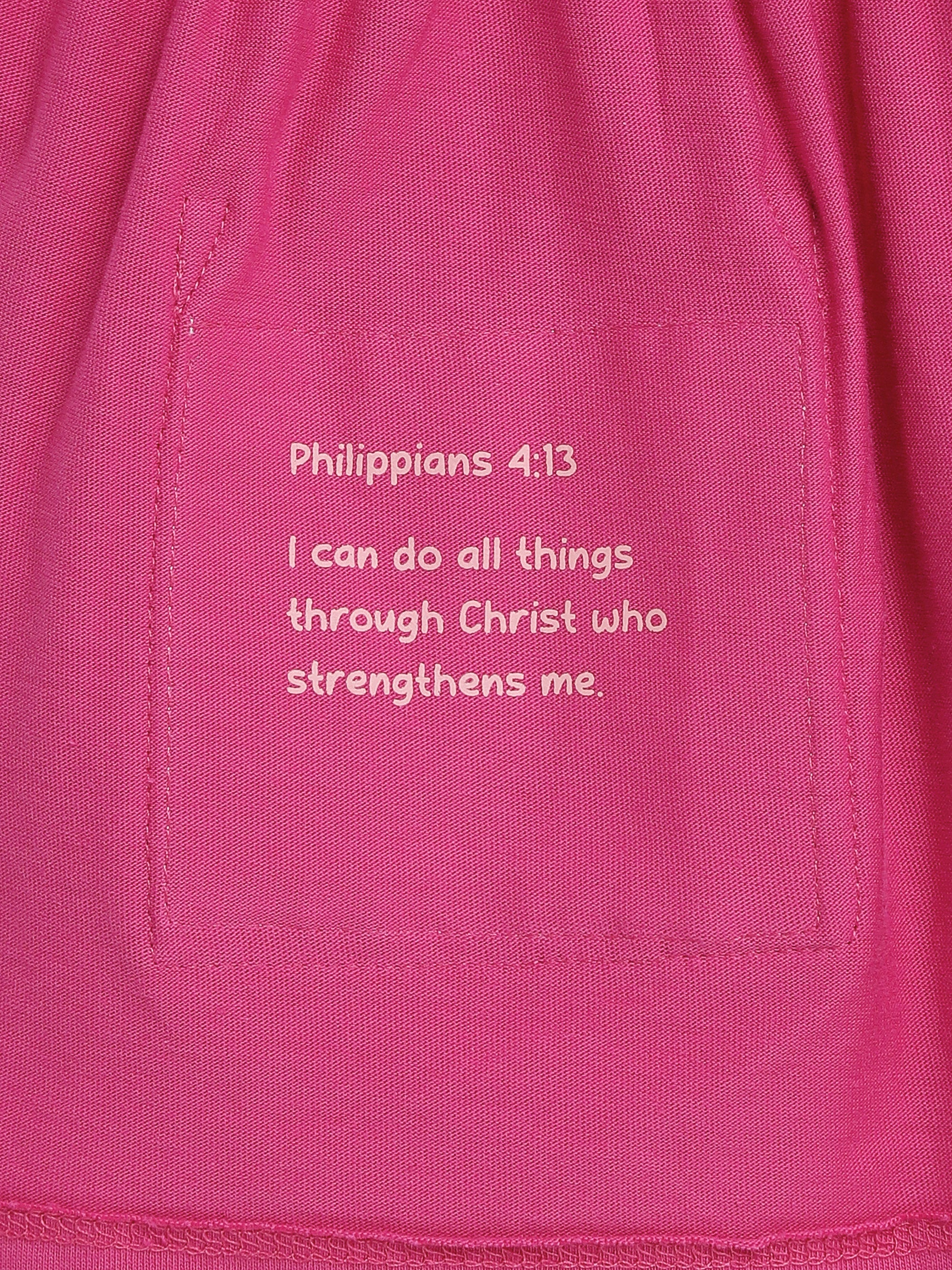 Fuchsia Prayer Pocket Short Sleeve Twirl Dress Bodysuit Cotton