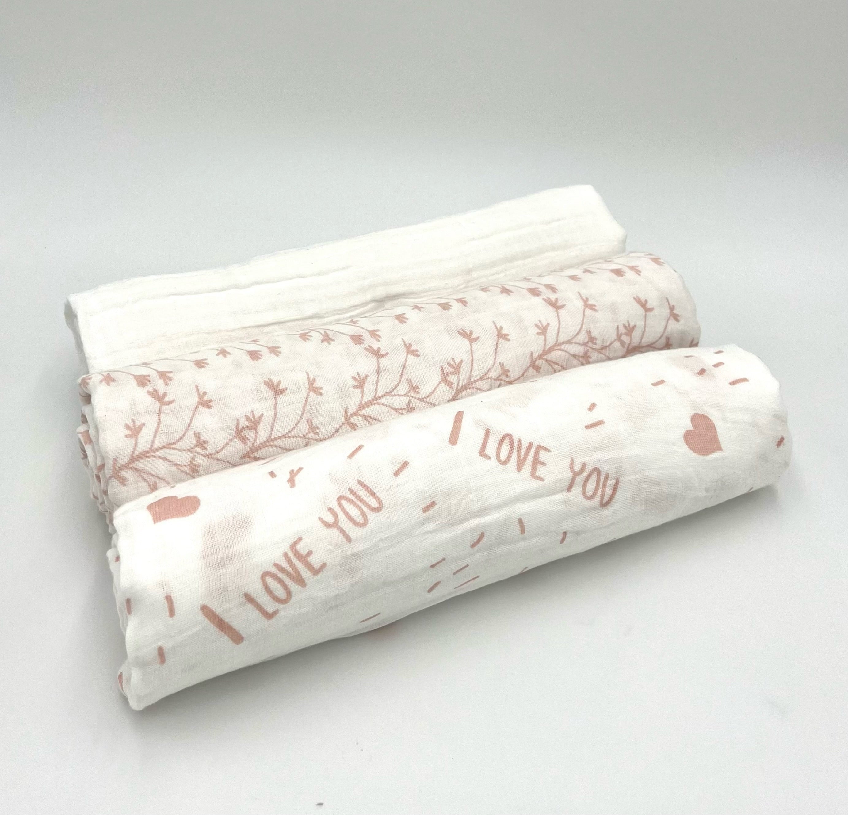Swaddle Muslin Blankets: In The Meadow, Set Of 3, Girl Newborn Gift