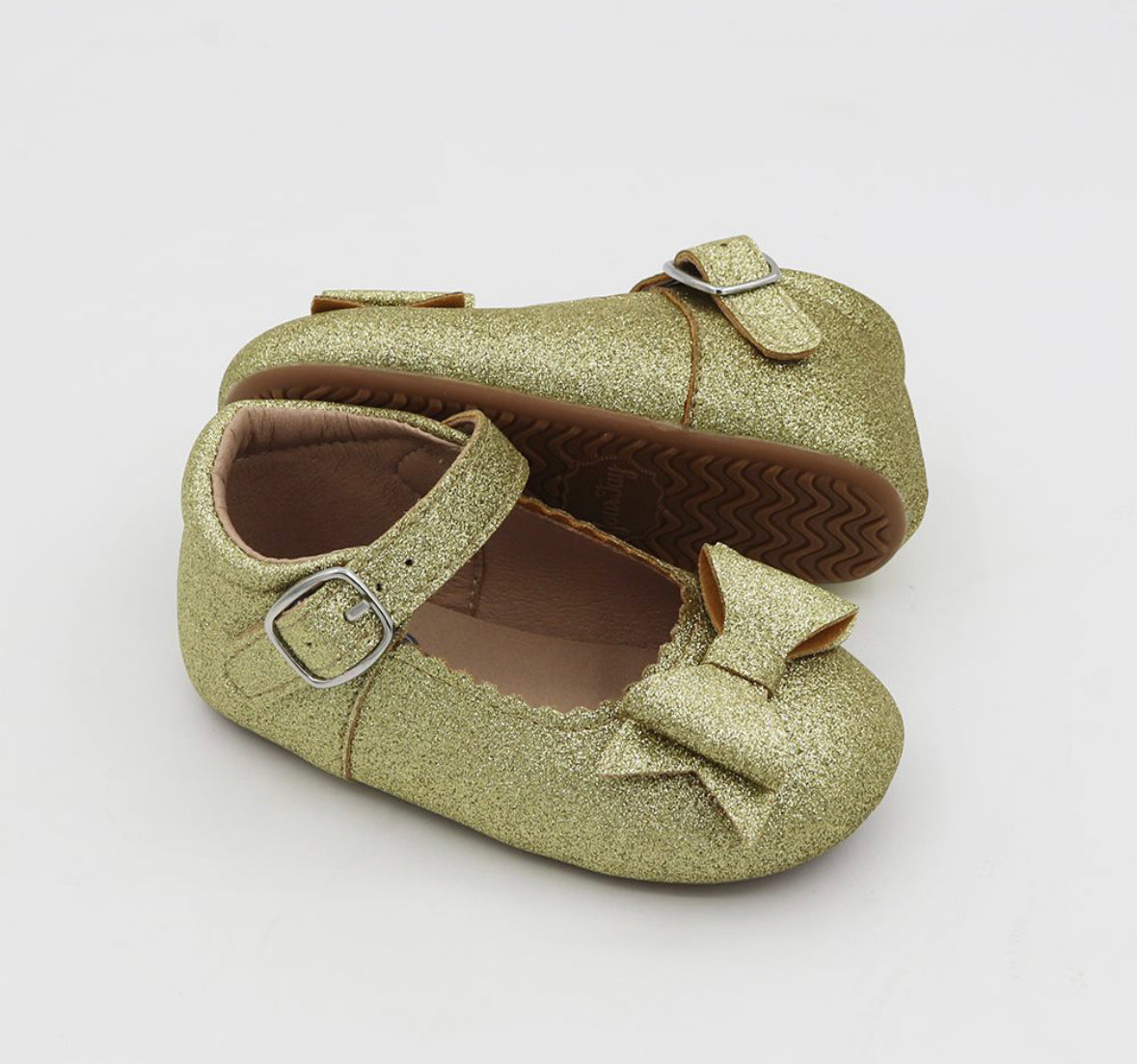 Joy New Bow Mary Jane Soft Glitter Gold