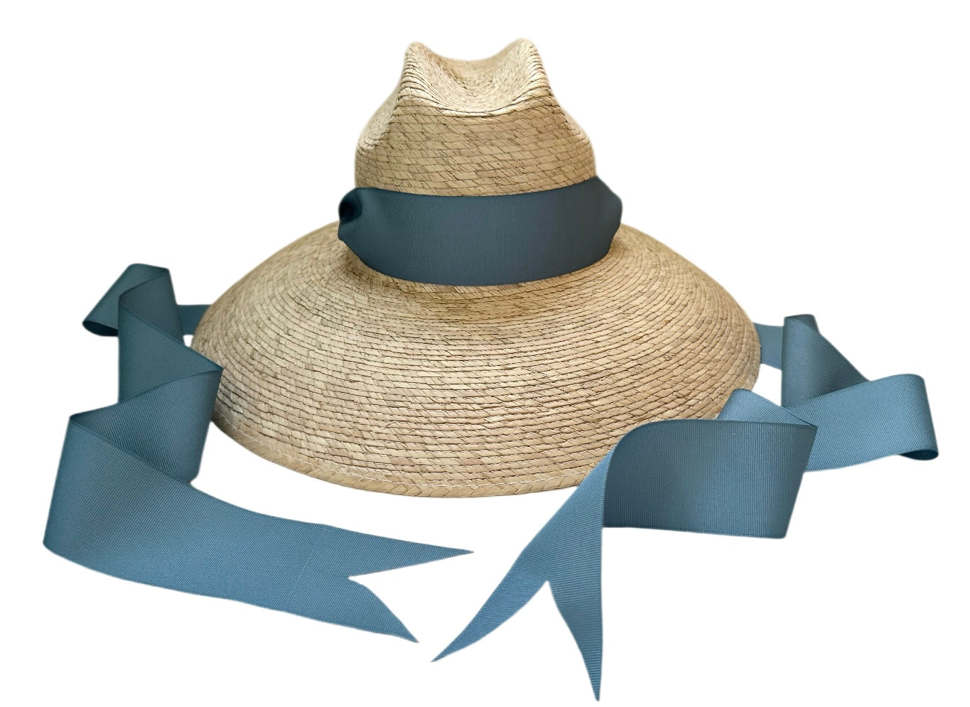 Hollyhock Sun Hat - French Blue Long Grosgrain Ribbon