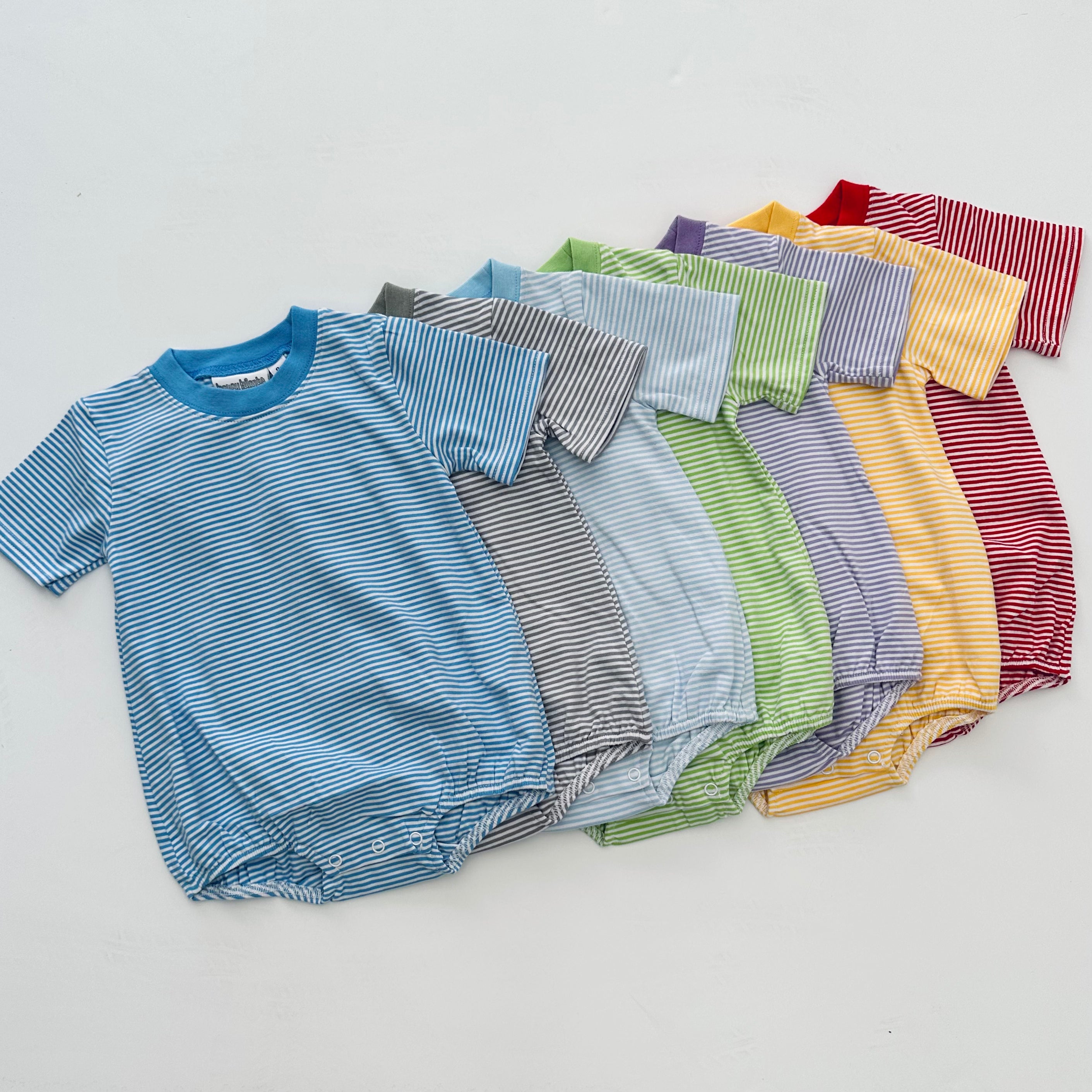 Knit Stripe Short Sleeve T-shirt Bubble - Pastel Colors