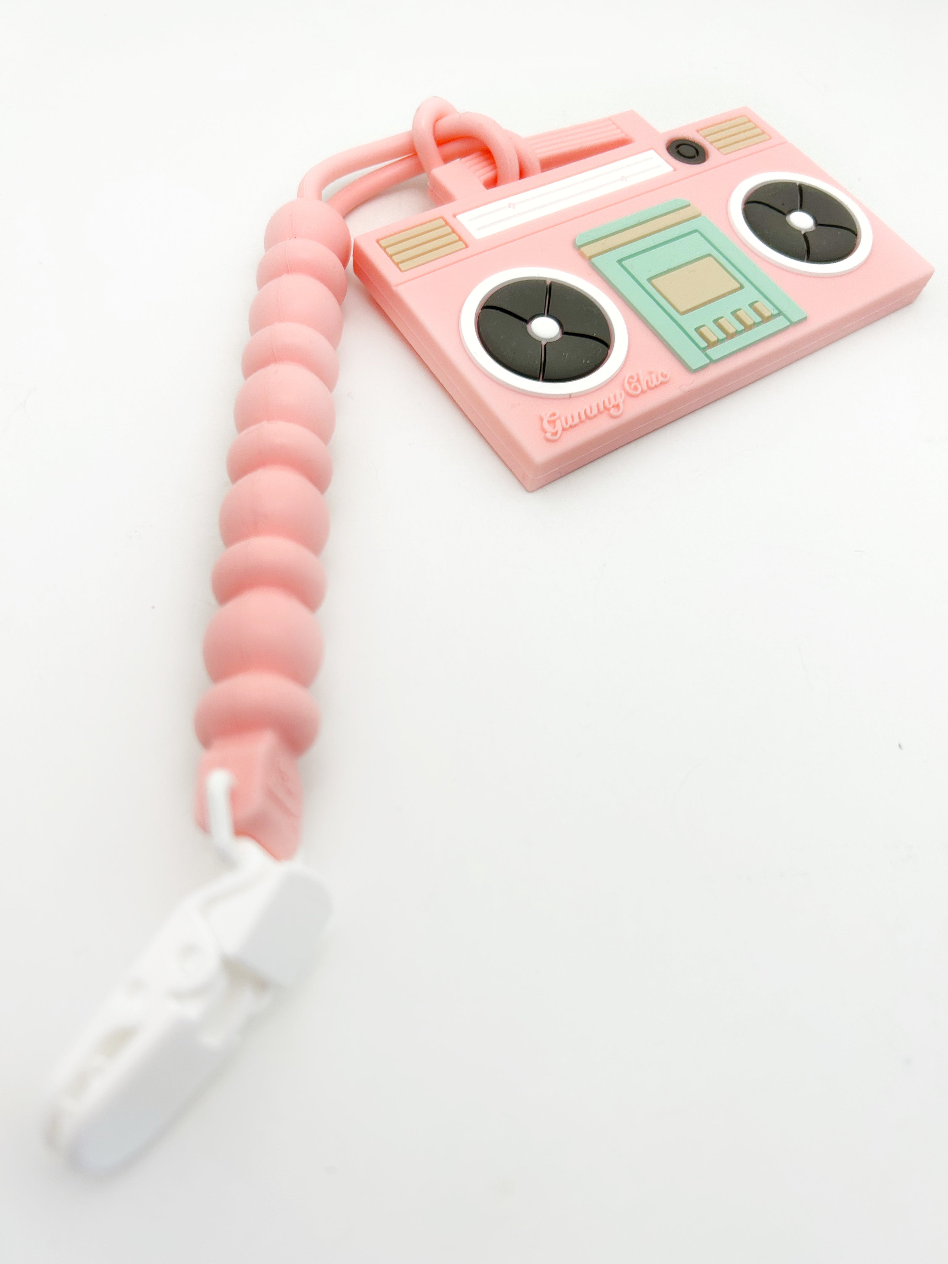 Boom Box Teether Silicone Clip On Teether