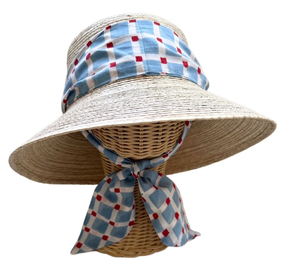 Clematis Bucket Hat - Check Block Print Hat Scarf