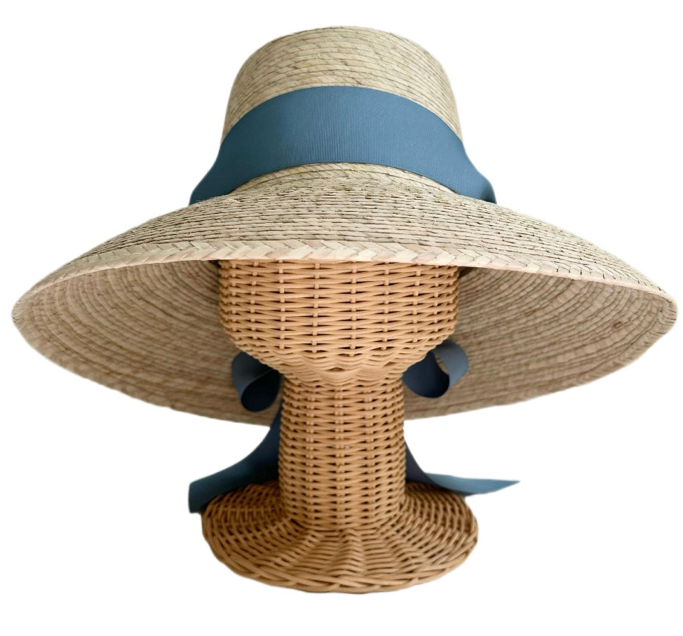 Wildflower Sun Hat - French Blue Long Grosgrain Ribbon