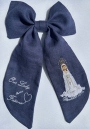 Our Lady Of Fatima Hand-embroidered Hair Bow