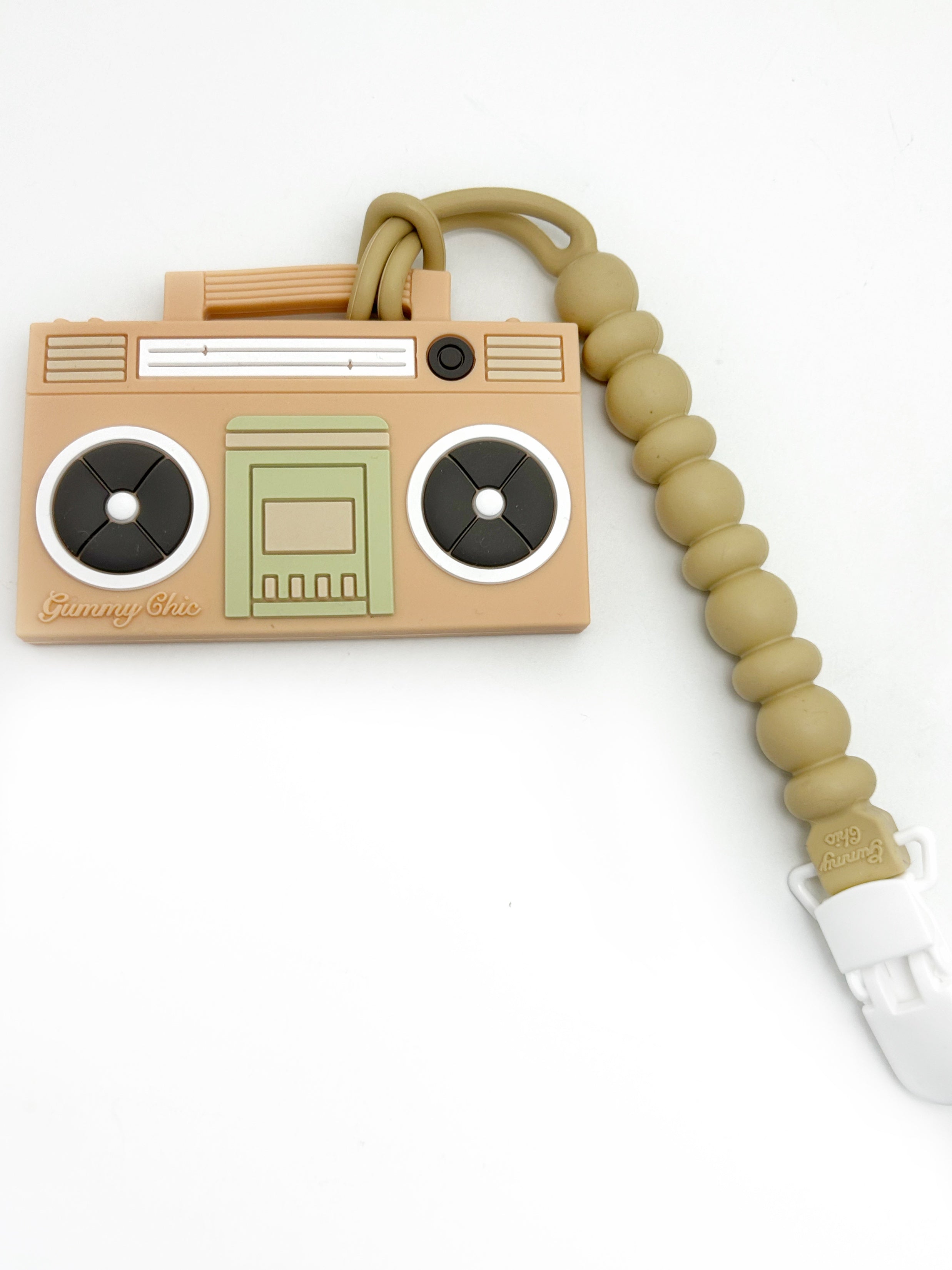 Boom Box Teether Silicone Clip On Teether