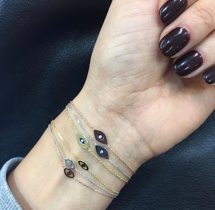 14k Gold Mini Evil Eye Bracelet