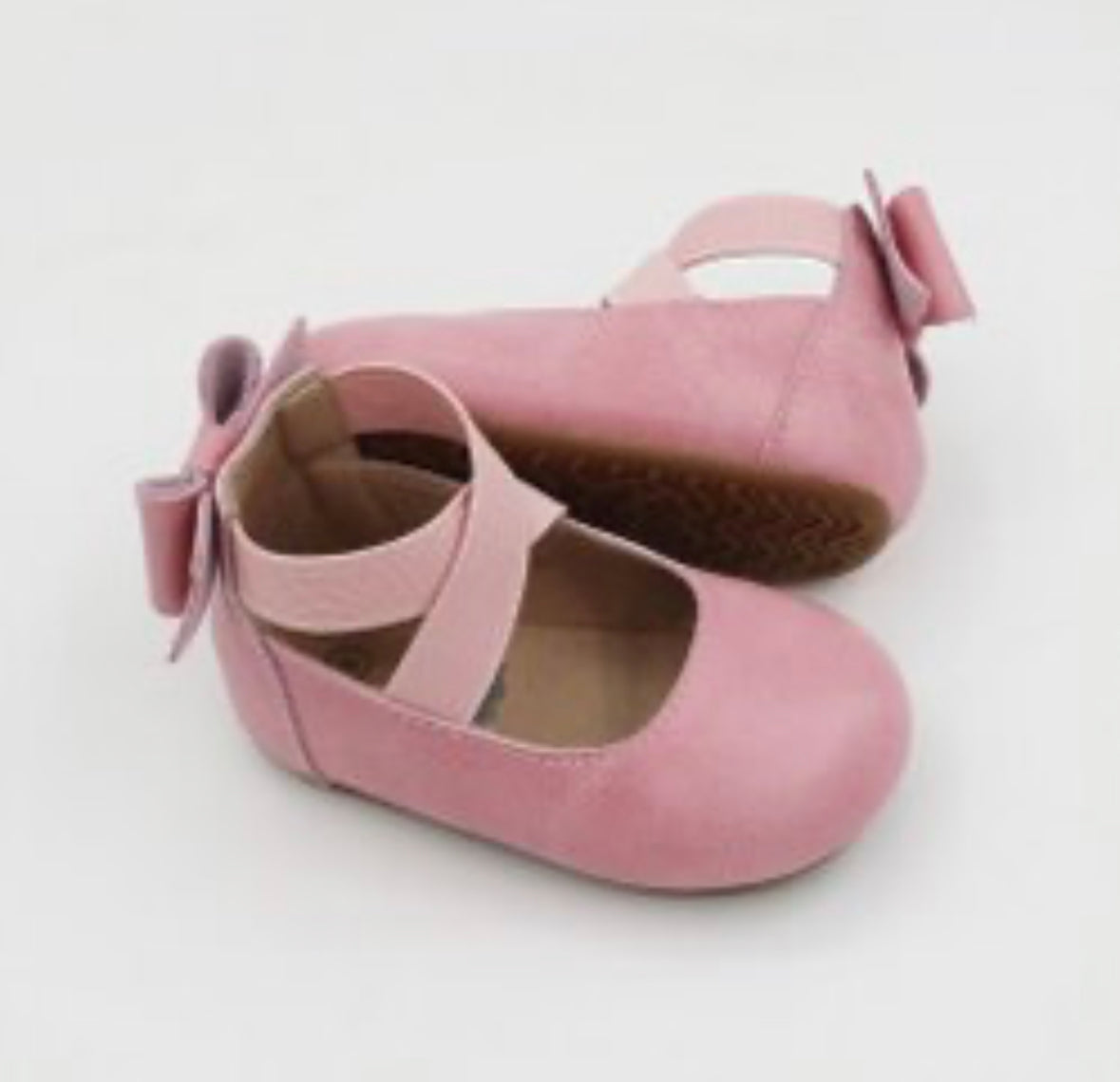 Bow Back Ballet Flats - Distressed Leather - Pink