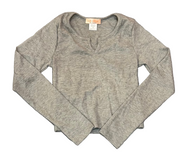Tweenstyle By Stoopher - Notch Neck Ribbed Top - Grey