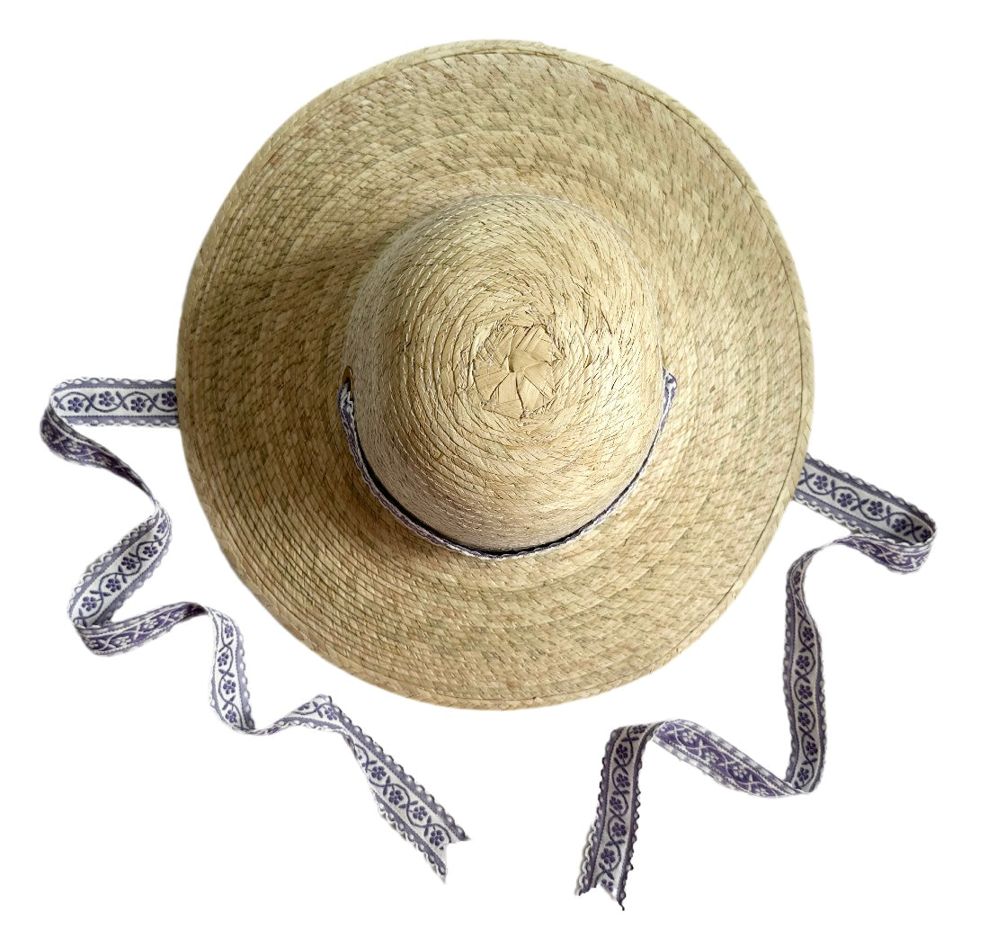 Buttercup Little Girl’s Hat - Vintage Periwinkle Ribbon