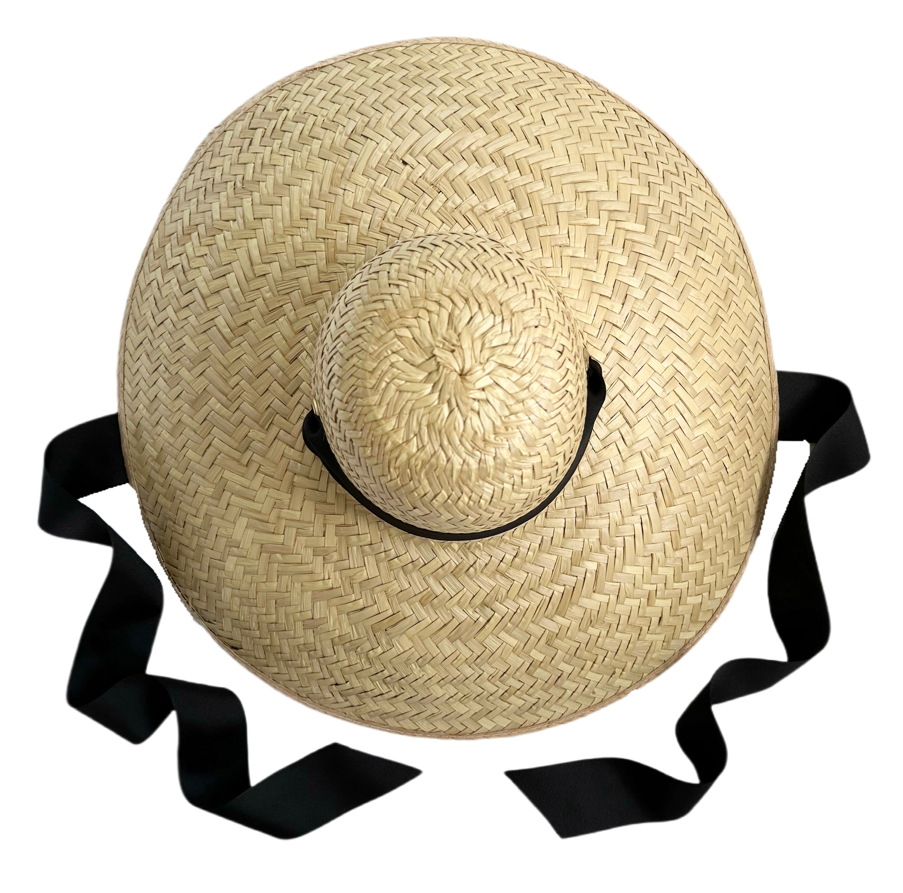 Geranium Sun Hat - Long Black Grosgrain Ribbon