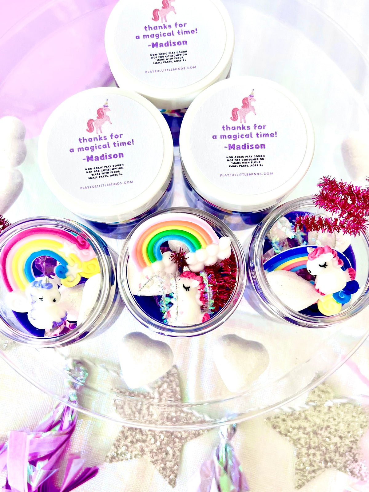 Rainbow Unicorn Play Dough Party Favors For Kids' Birthdays