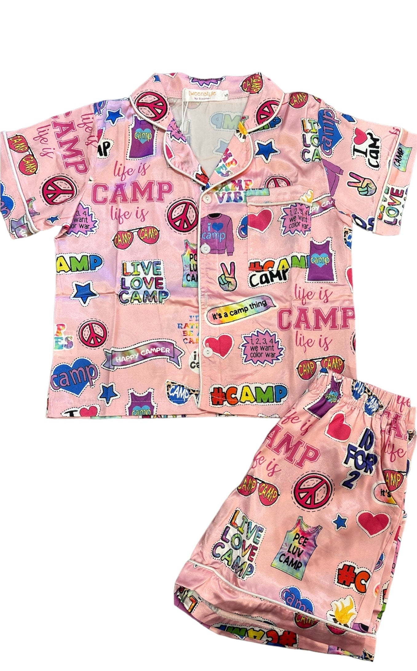 Tweenstyle By Stoopher - Camp Collage Silky Loungewear Set
