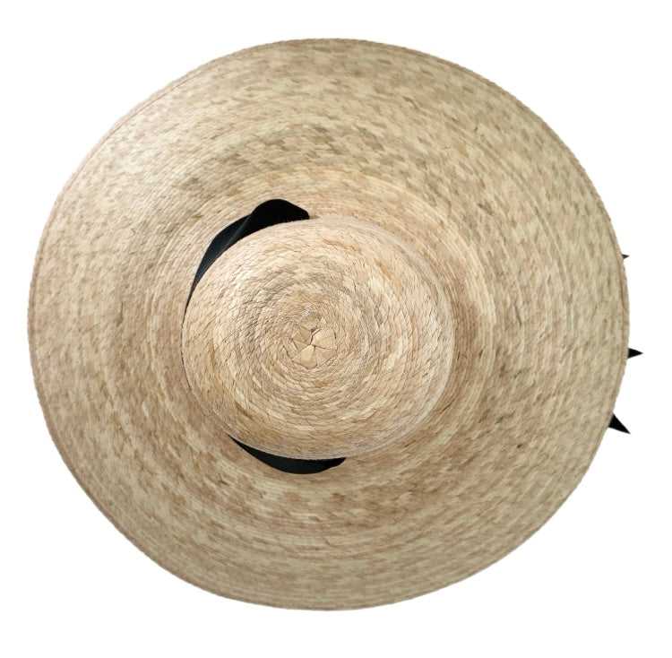 Daisy Sun Hat - Wide & Short Black Grosgrain Ribbon