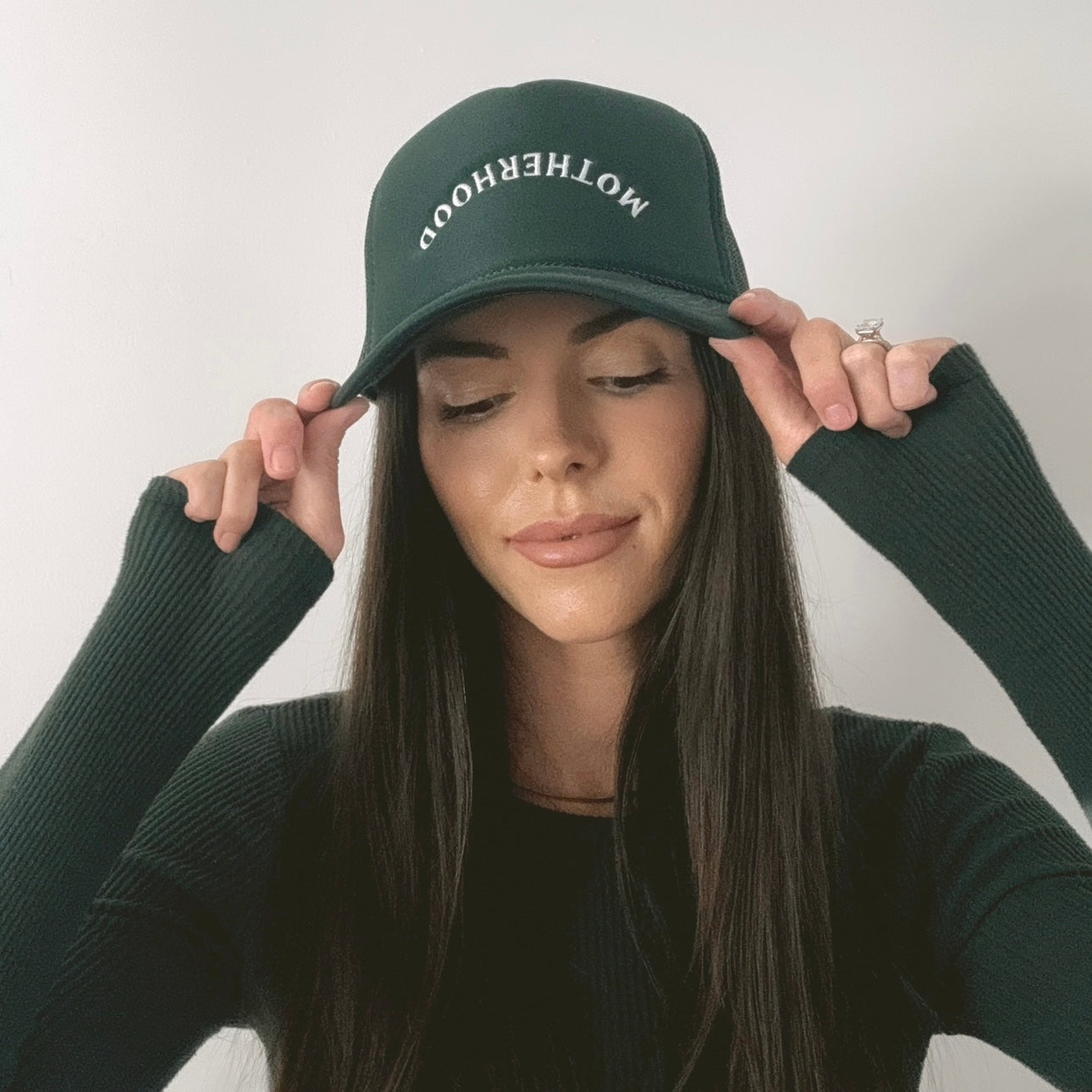 Motherhood Upside Down // Green Trucker
