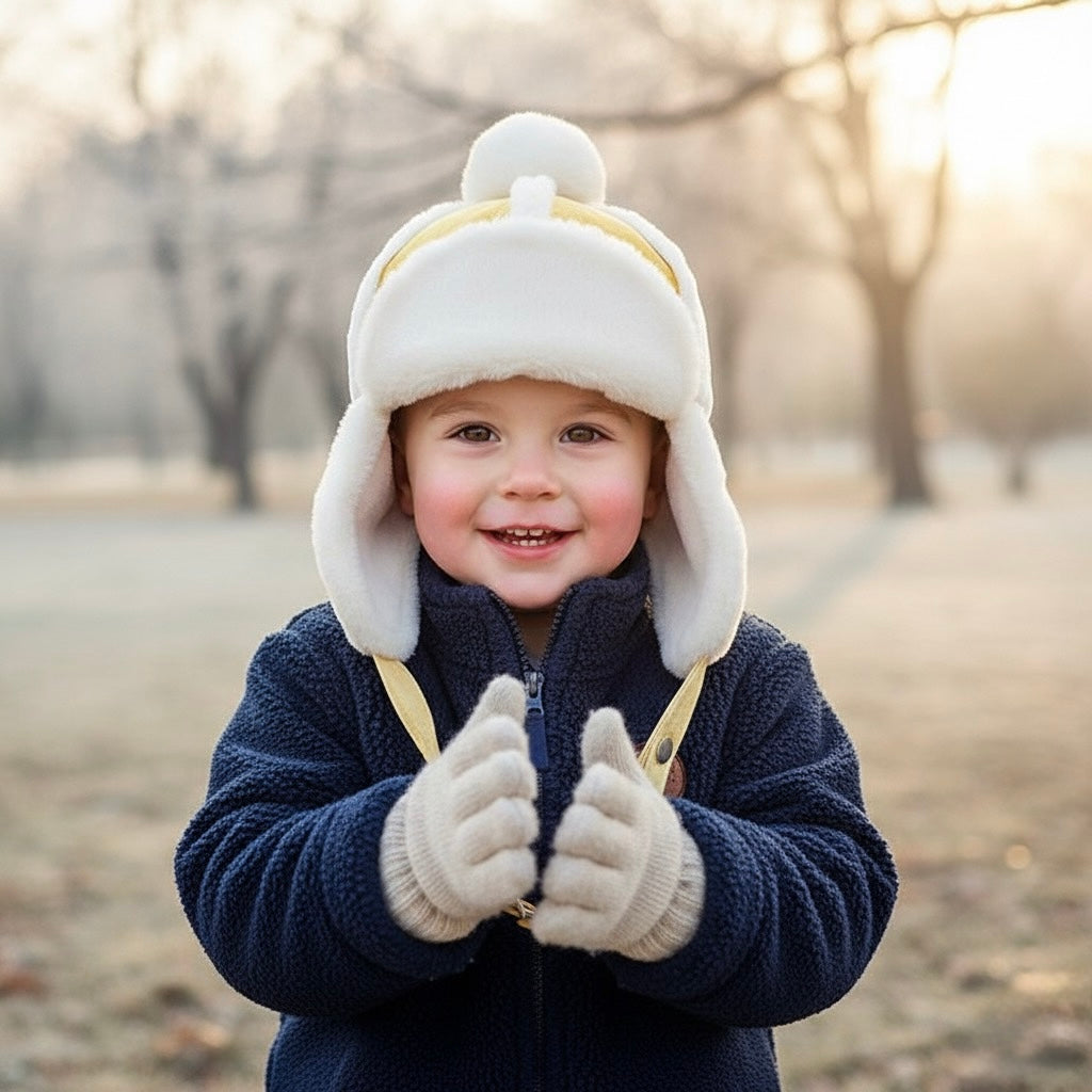 Kids Sherpa Aviator Winter Hat With Ear Flaps | Warm Fleece Pullover
