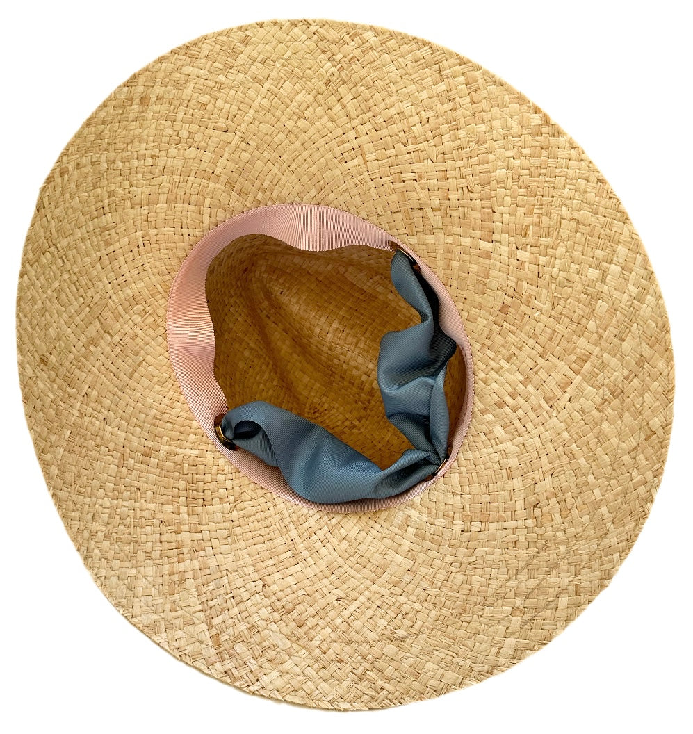 Oleander Sun Hat - Wide French Blue Grosgrain Ribbon