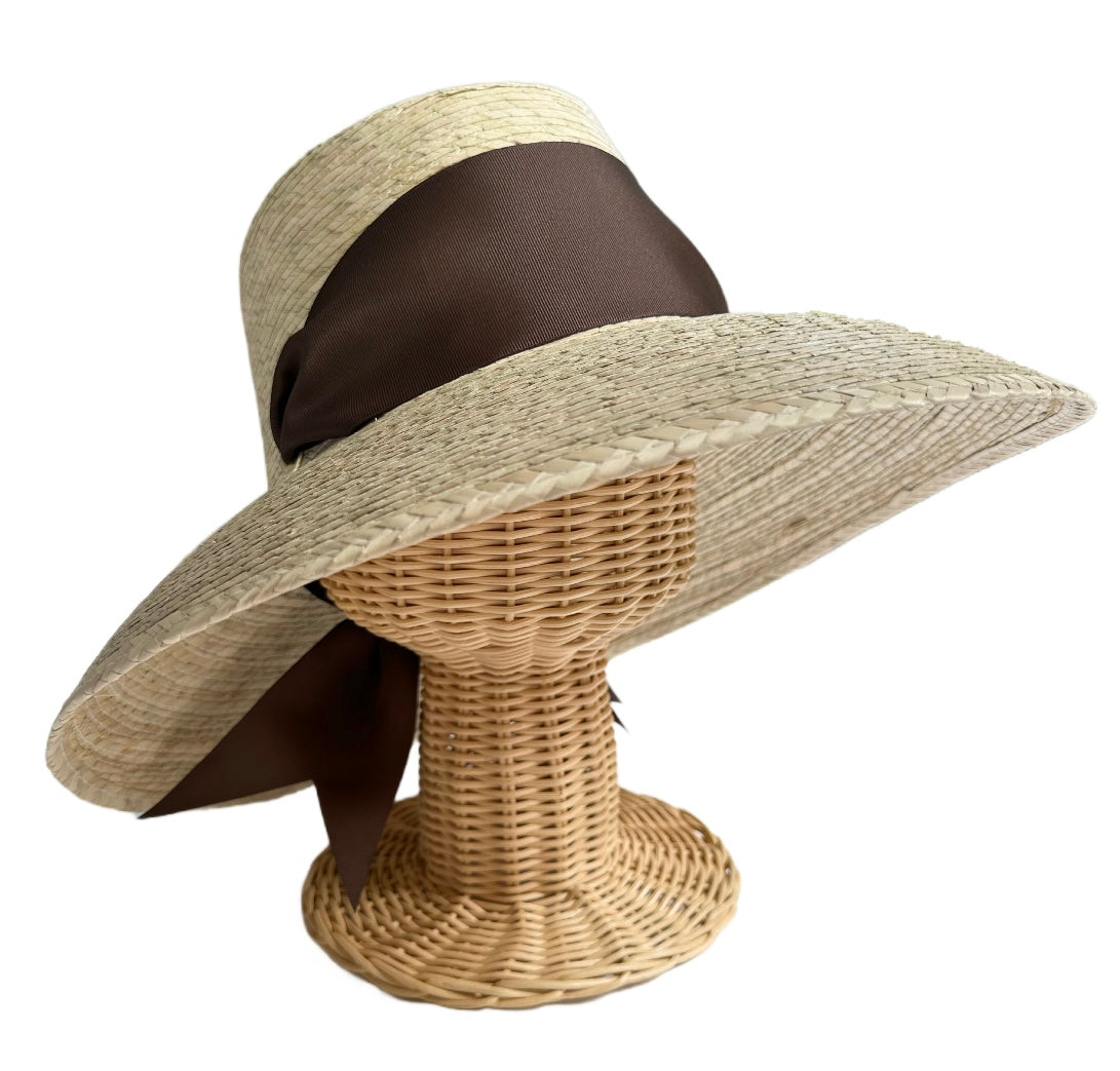 Wildflower Sun Hat - Chocolate Brown Wide & Short Grosgrain Ribbon