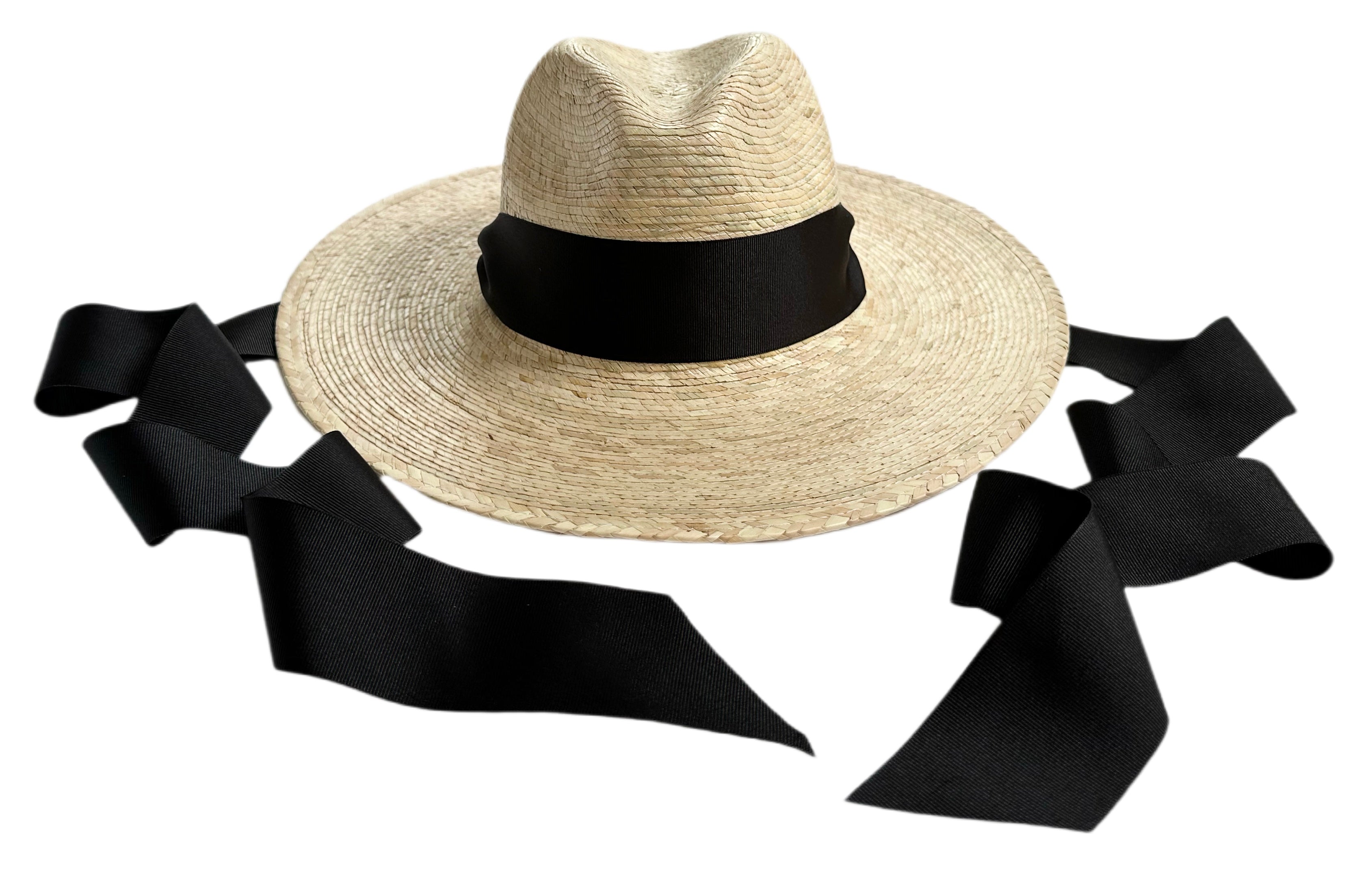 Zinnia Sun Hat - Long Black Grosgrain Ribbon