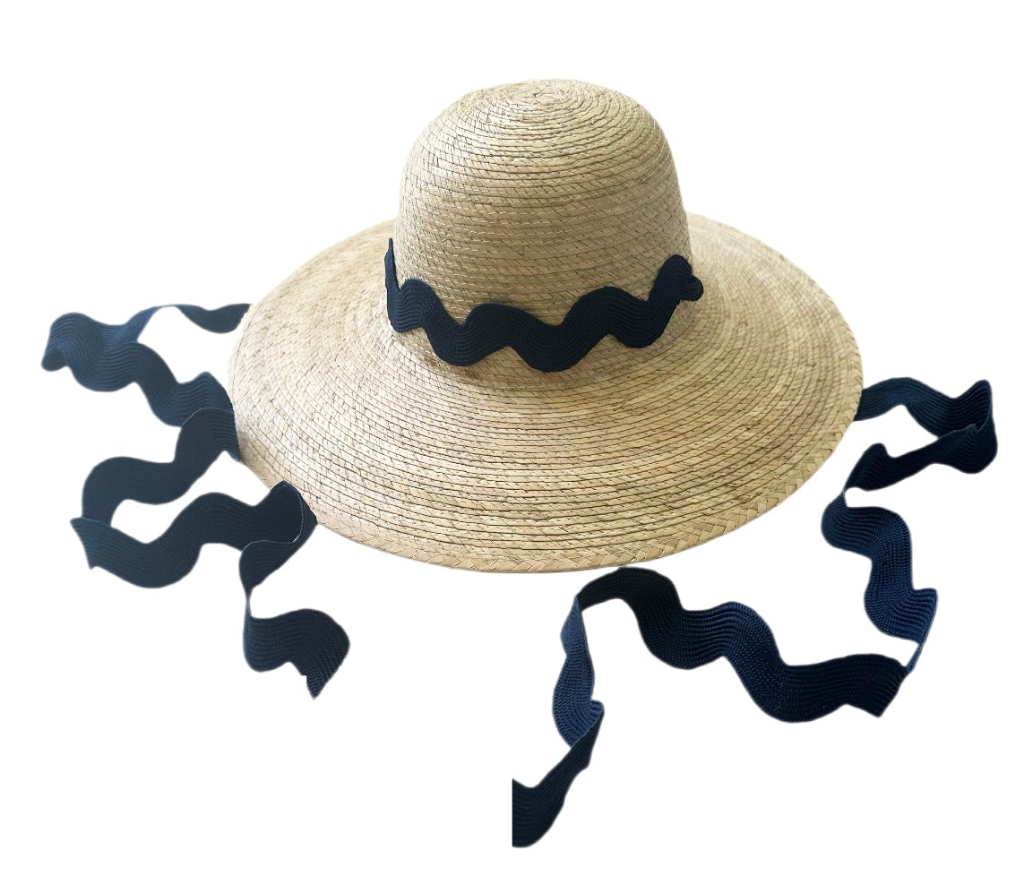 Buttercup Little Girl’s Hat - Navy Ric-rac Ribbon