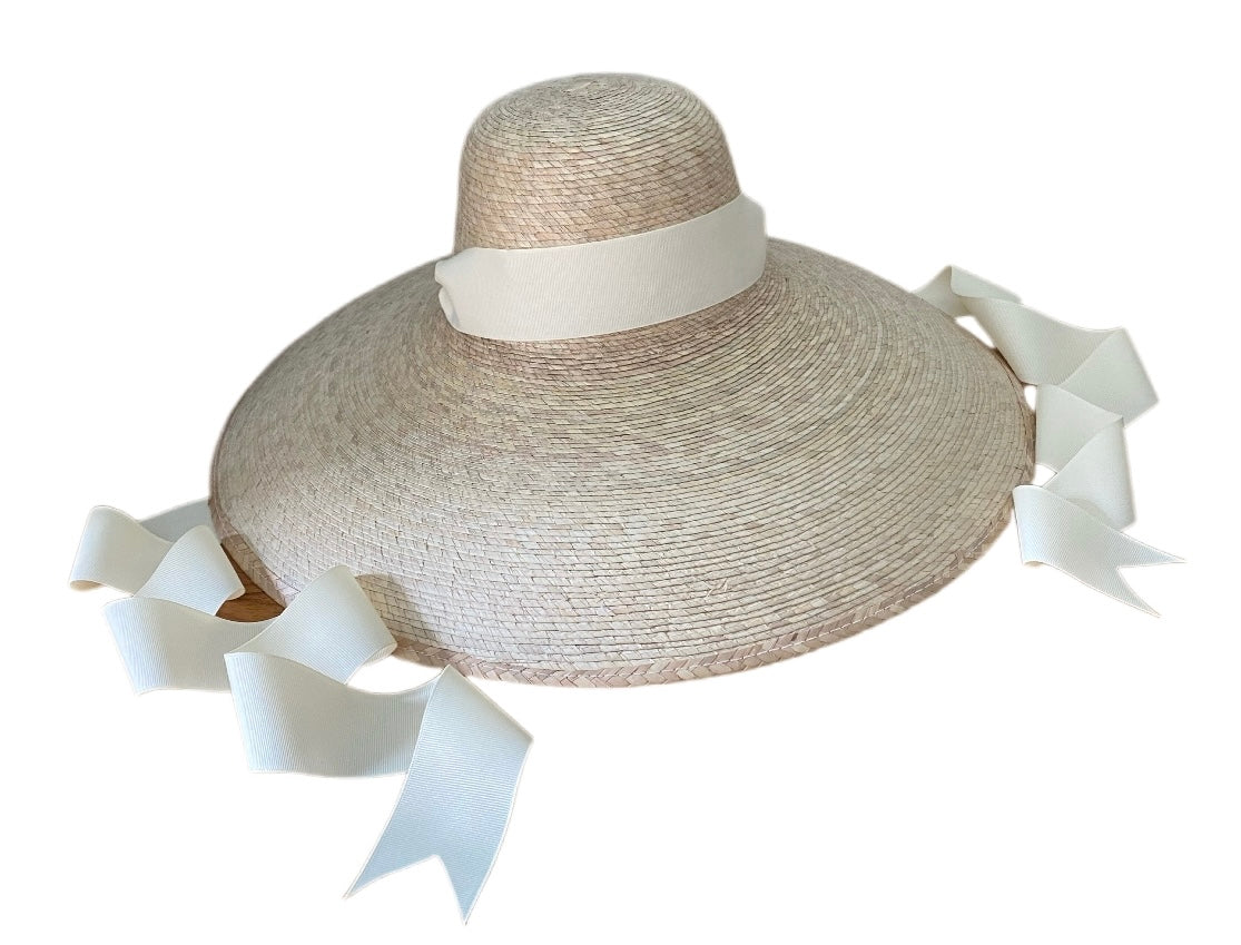 Daisy Sun Hat - Long Ivory Grosgrain Ribbon