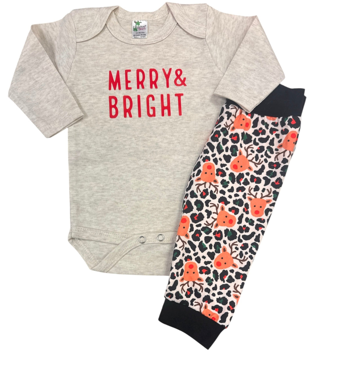 Merry & Bright• Christmas • Oatmeal Baby Bodysuit