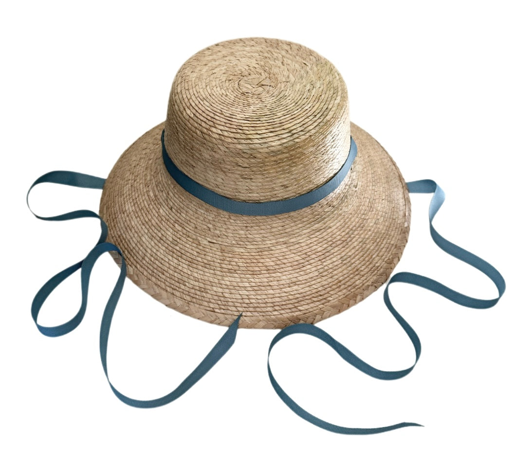 Mommy & Me Sun Hat Set - Wildflower & Palmetto - French Blue Grosgrain Ribbon