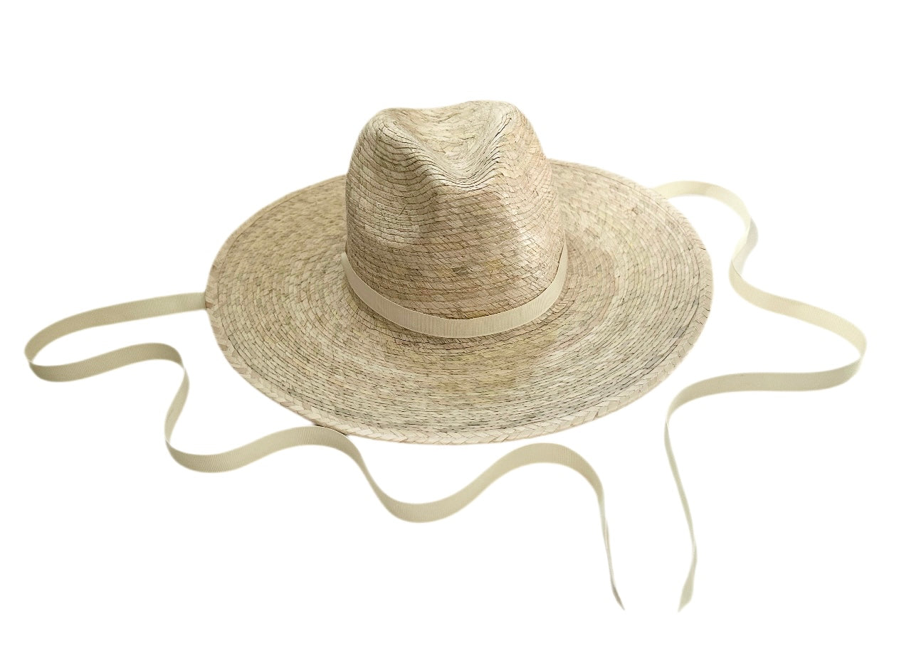 Zinnia Sun Hat - Long & Thin Ivory Grosgrain Ribbon