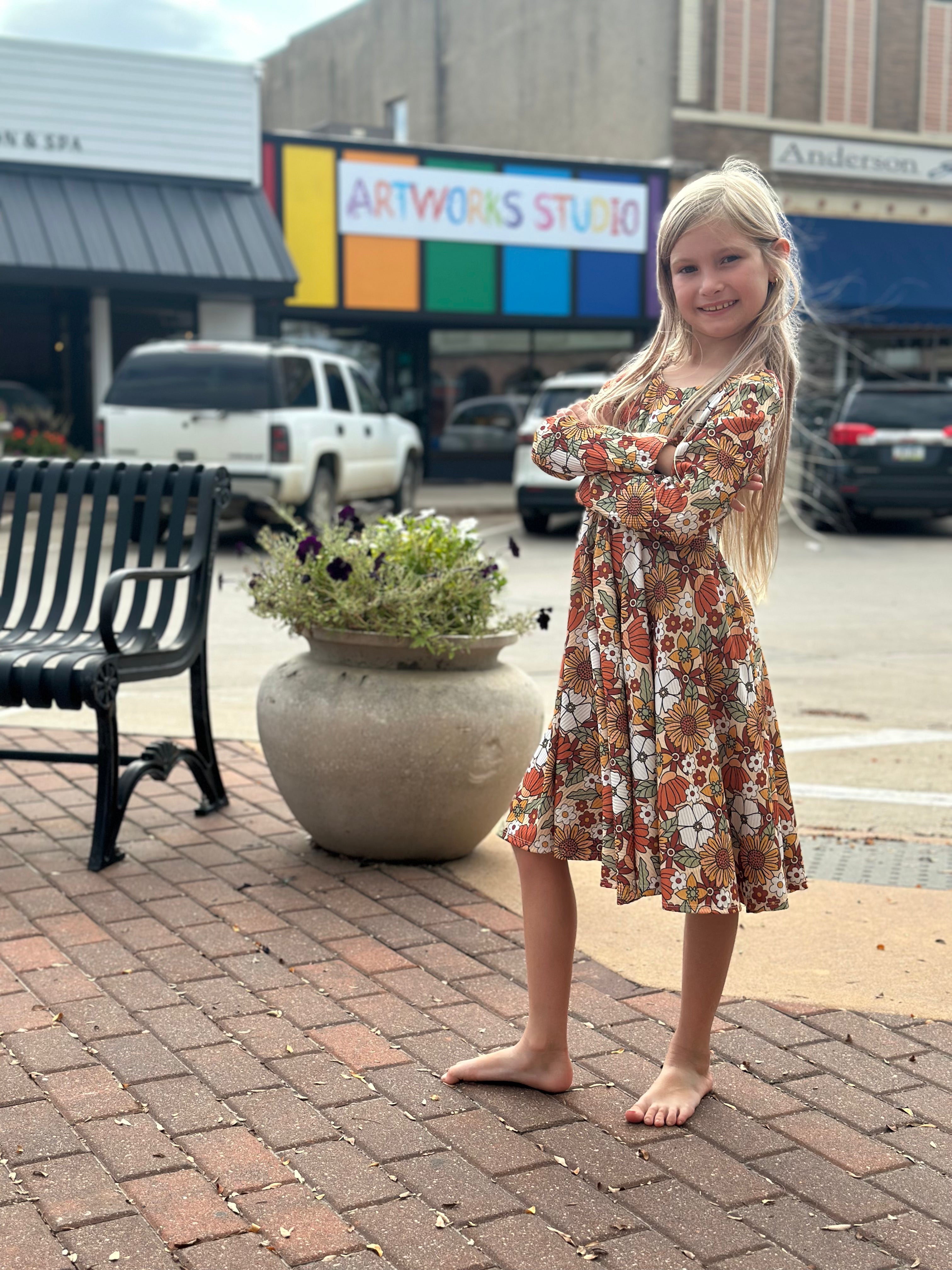 Retro Fall Floral • Baby/toddler/youth Twirl Dress