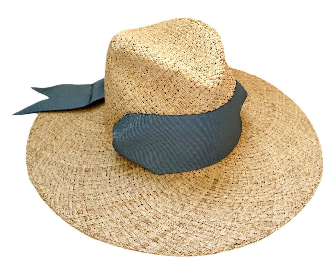 Oleander Sun Hat - Wide French Blue Grosgrain Ribbon